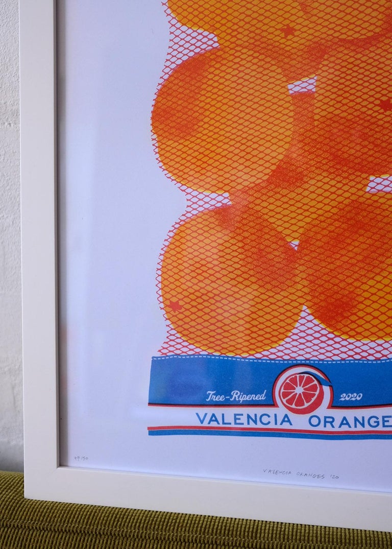 Bag of Valencia Oranges Risograph Print For Sale 5