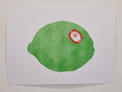 Lime Fruit Risograph Print