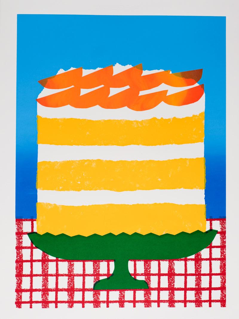 Alice Oehr Still-Life Print - Peaches and Cream Cake Screen Print