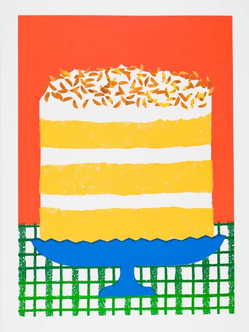 Alice Oehr Still-Life Print - Toasted Almond Vanilla Sponge Cake Screen Print