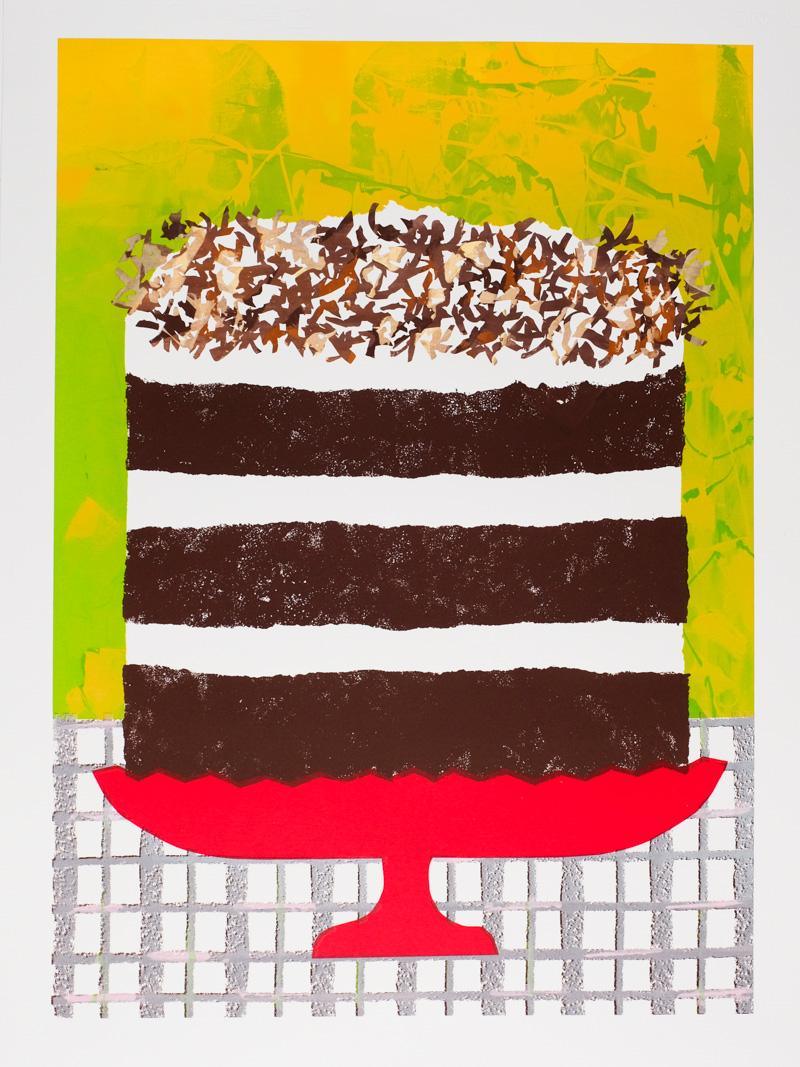 Alice Oehr Still-Life Print - Triple Chocolate Layer Cake Screen Print