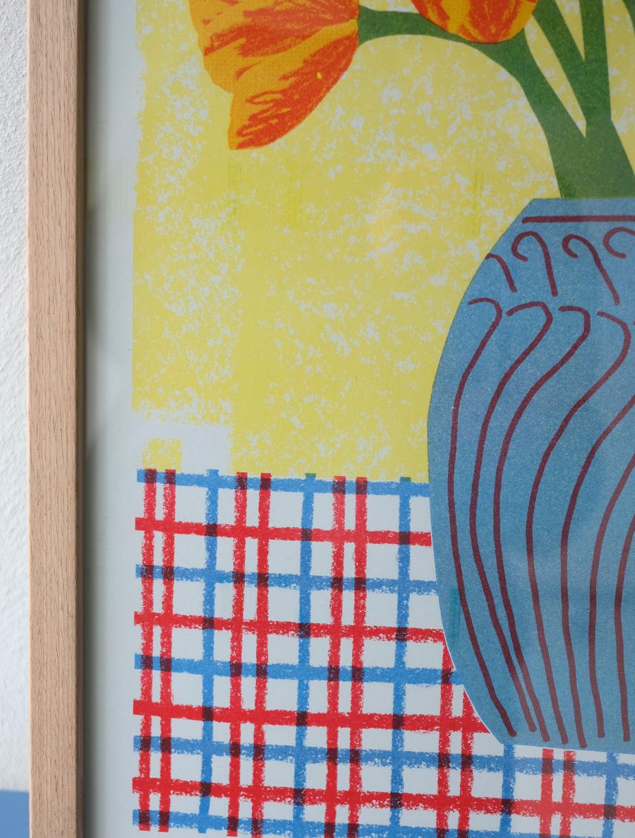 Collage Naturaleza Muerta Tulipanes - Risograph print - Still-Life Print Marrón de Alice Oehr