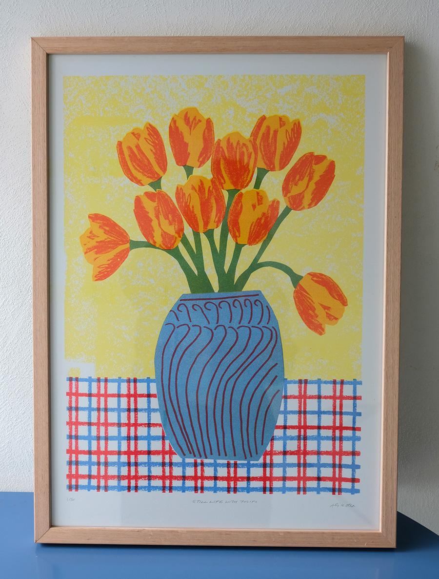 Tulips Still Life Collage – Risograph print