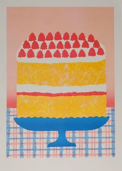 Used Victoria Sponge Cake Risograph Print