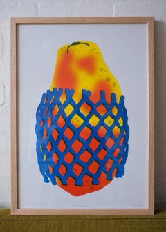Wrapped Papaya Fruit Risograph Print