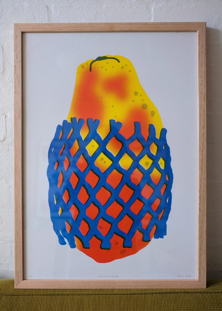 Alice Oehr - Wrapped Papaya Fruit Risograph Print For Sale at 1stDibs