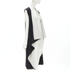 ALICE OLIVIA 100% wool black grey waterfall draped collar long vest XS