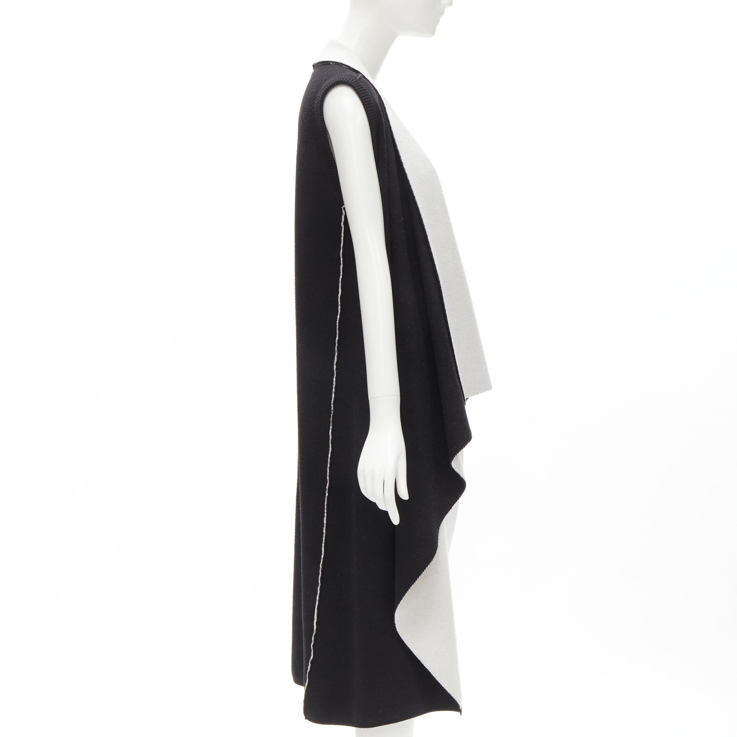 Women's ALICE OLIVIA 100% wool black grey waterfall draped collar long vest XS For Sale