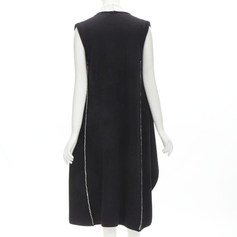 ALICE OLIVIA 100% wool black grey waterfall draped collar long vest XS In Excellent Condition For Sale In Hong Kong, NT