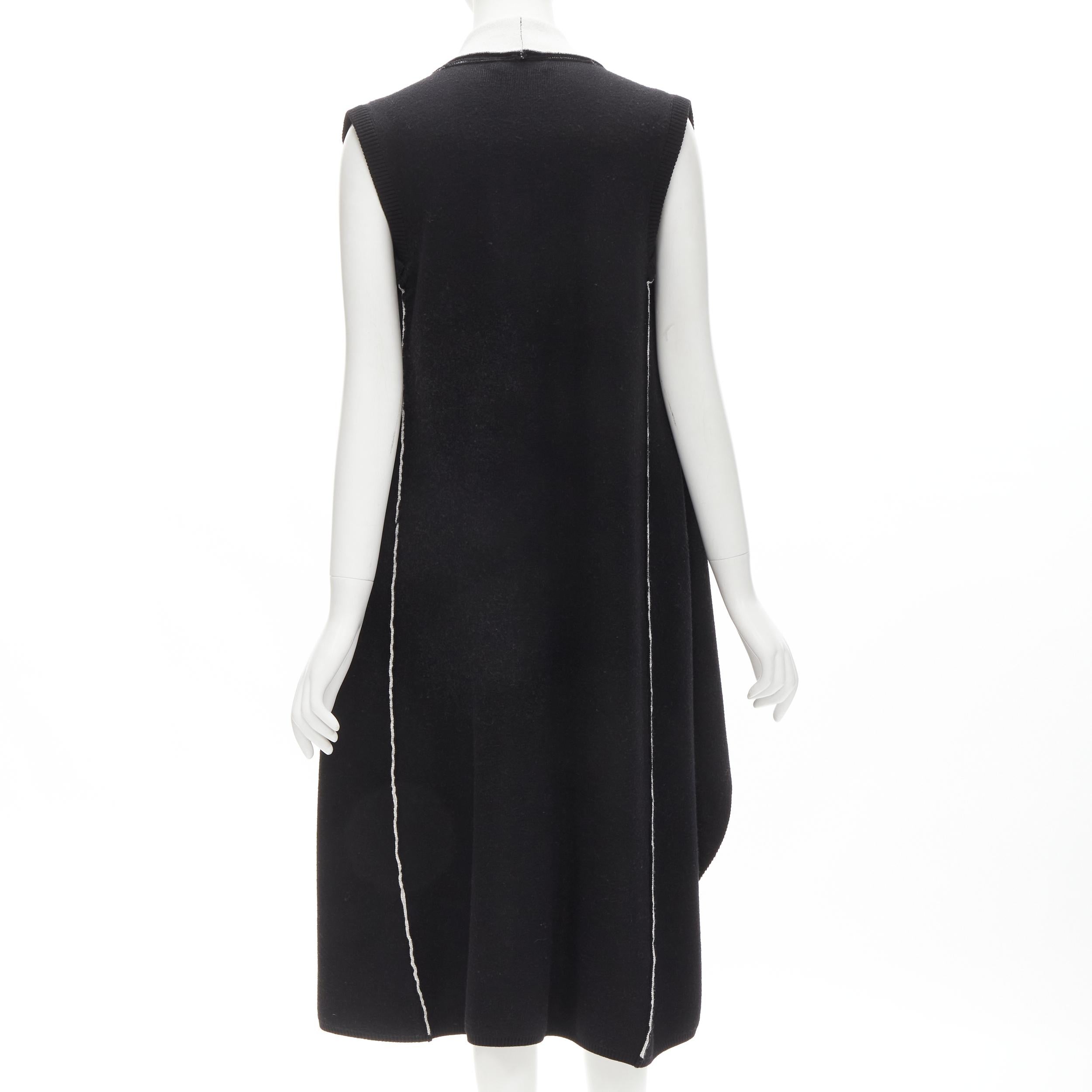 ALICE OLIVIA 100% wool black grey waterfall draped collar long vest XS For Sale 1