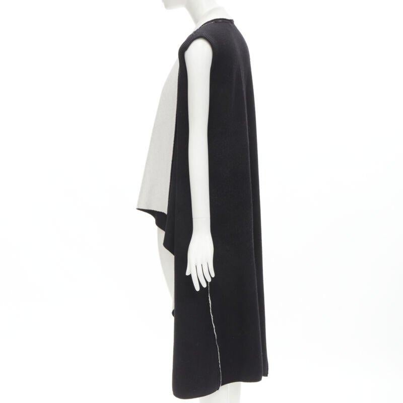 Women's ALICE OLIVIA 100% wool black grey waterfall draped collar long vest XS For Sale