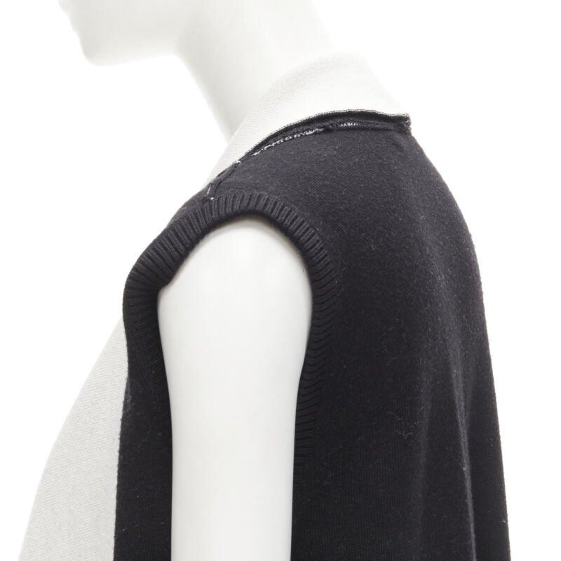 ALICE OLIVIA 100% wool black grey waterfall draped collar long vest XS For Sale 1
