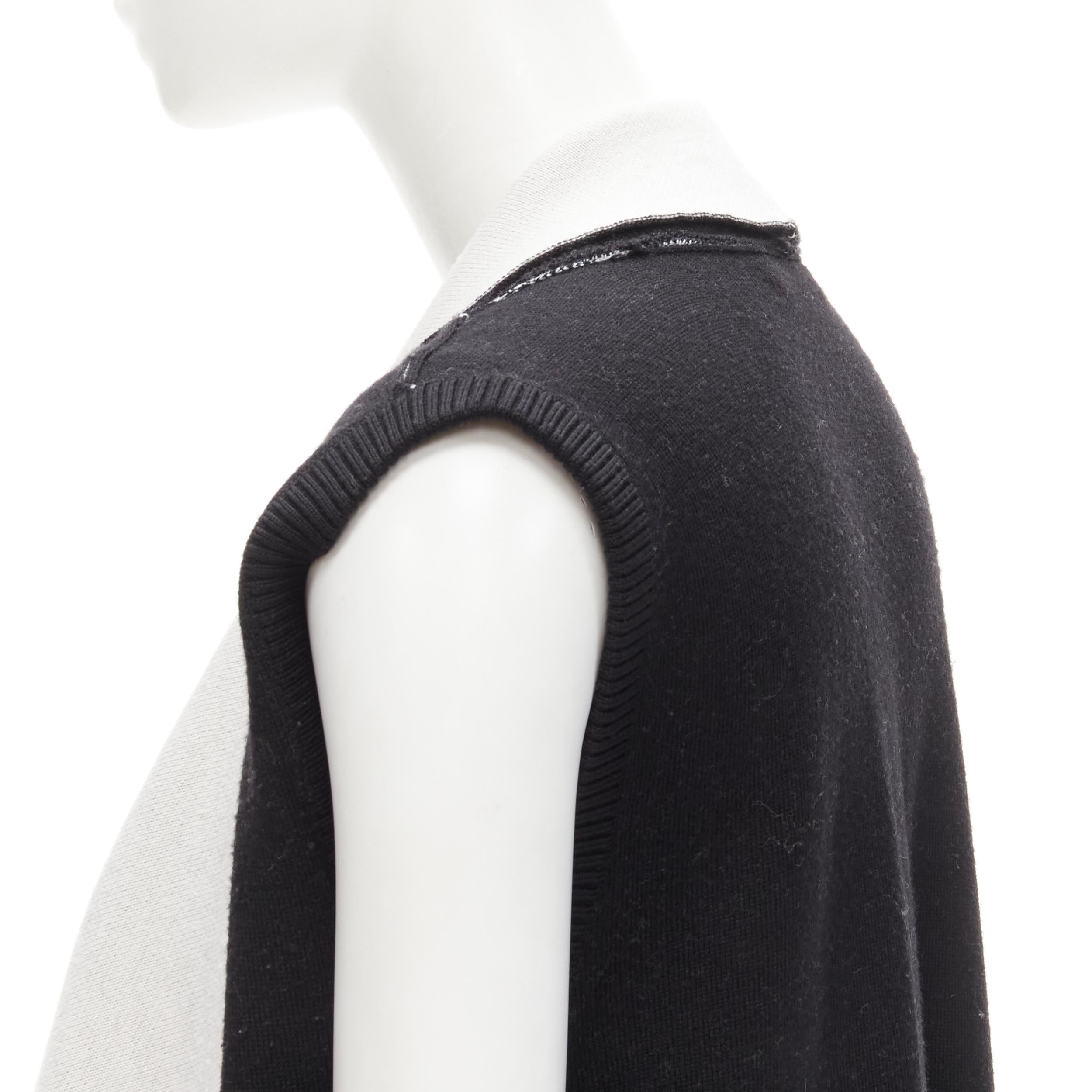 ALICE OLIVIA 100% wool black grey waterfall draped collar long vest XS For Sale 3