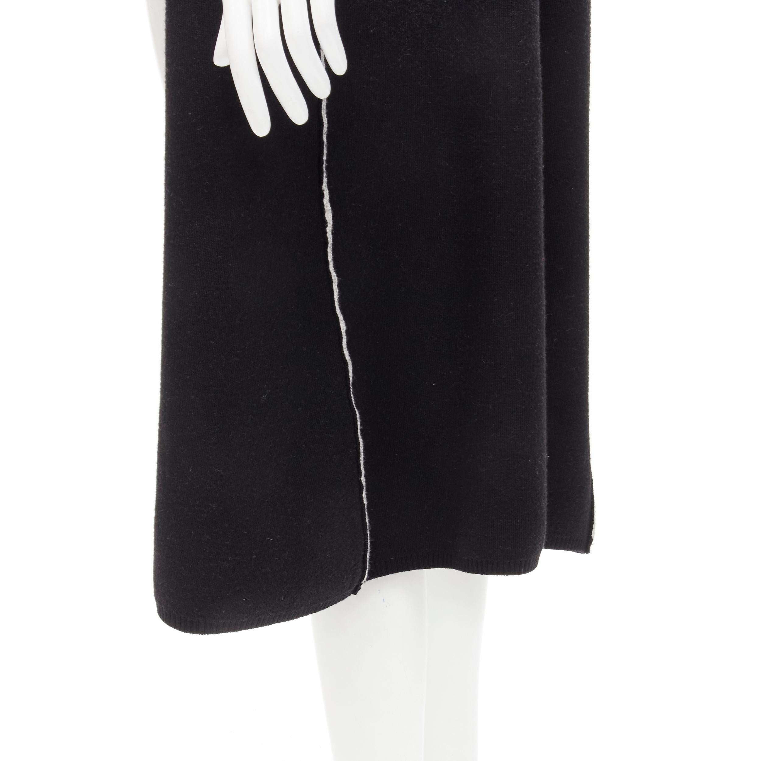 ALICE OLIVIA 100% wool black grey waterfall draped collar long vest XS For Sale 4