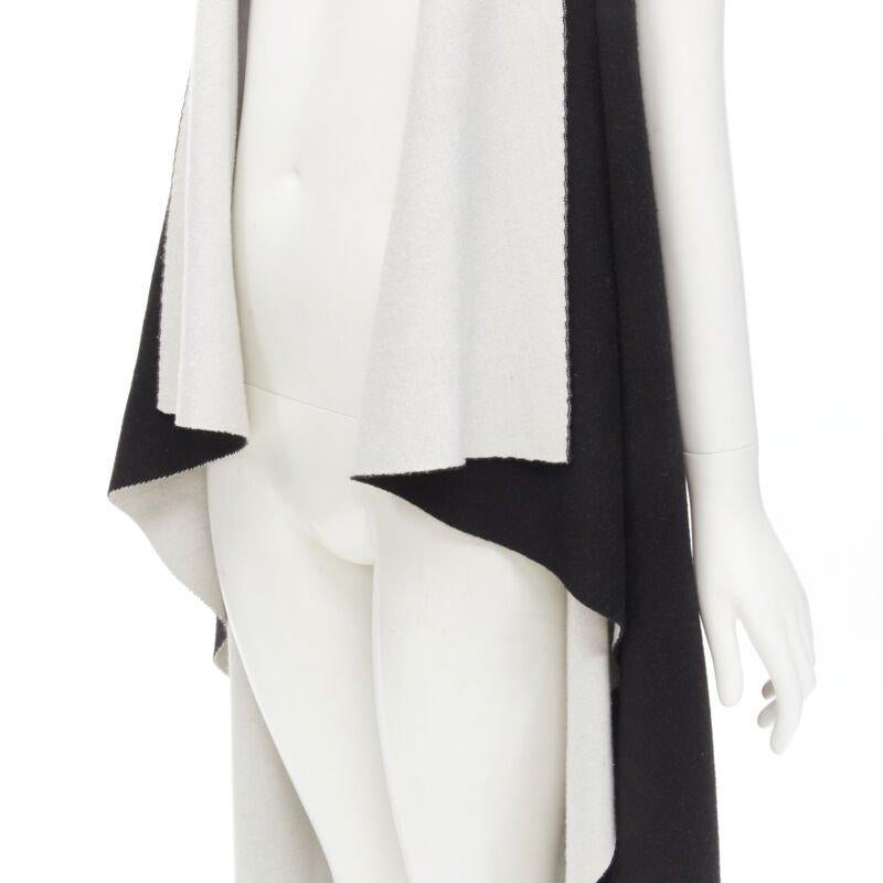 ALICE OLIVIA 100% wool black grey waterfall draped collar long vest XS For Sale 3