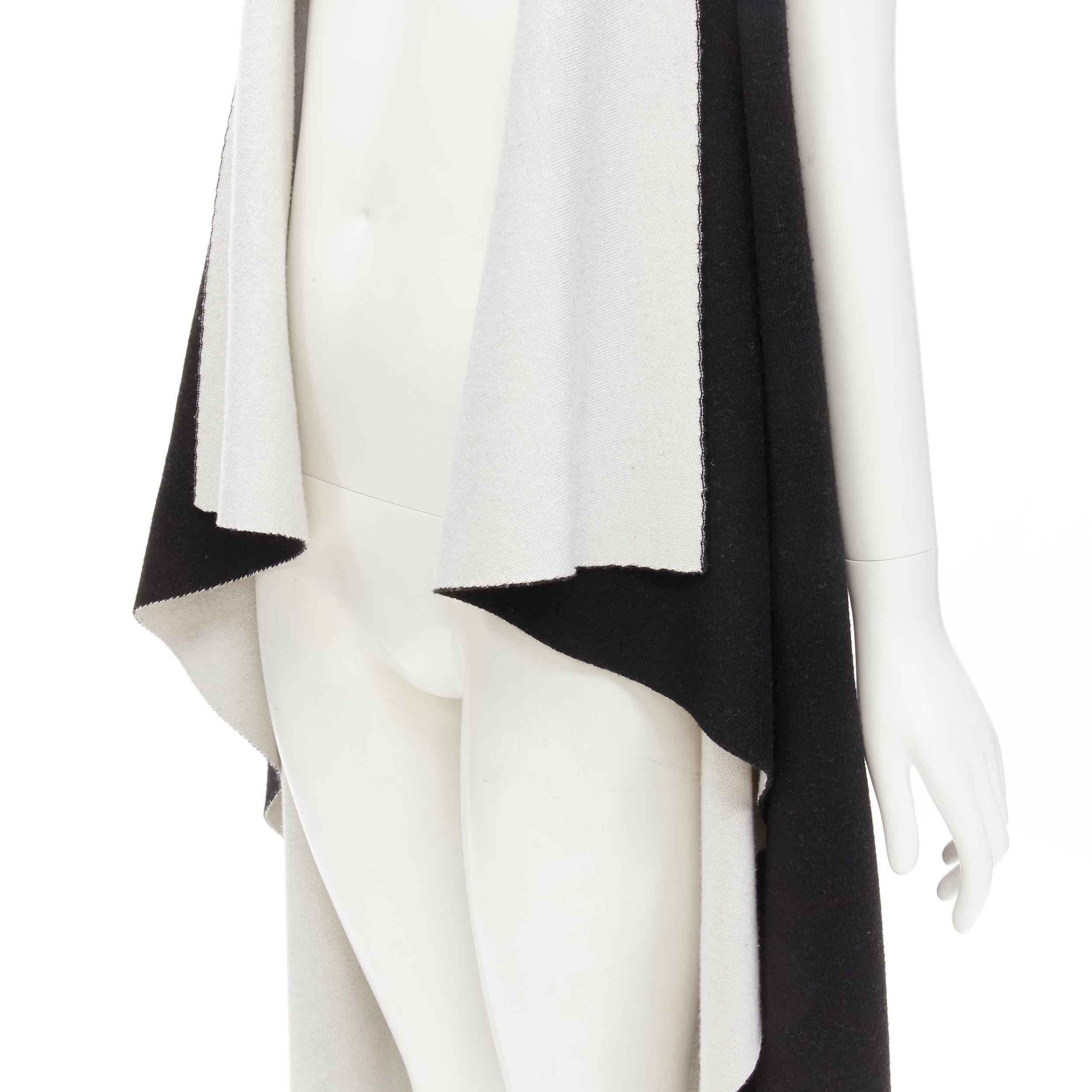 ALICE OLIVIA 100% wool black grey waterfall draped collar long vest XS For Sale 5