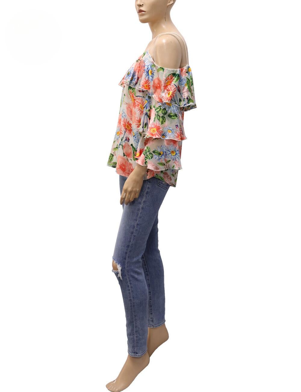 Alice + Olivia Allover Floral Top Size Small In New Condition For Sale In Amman, JO