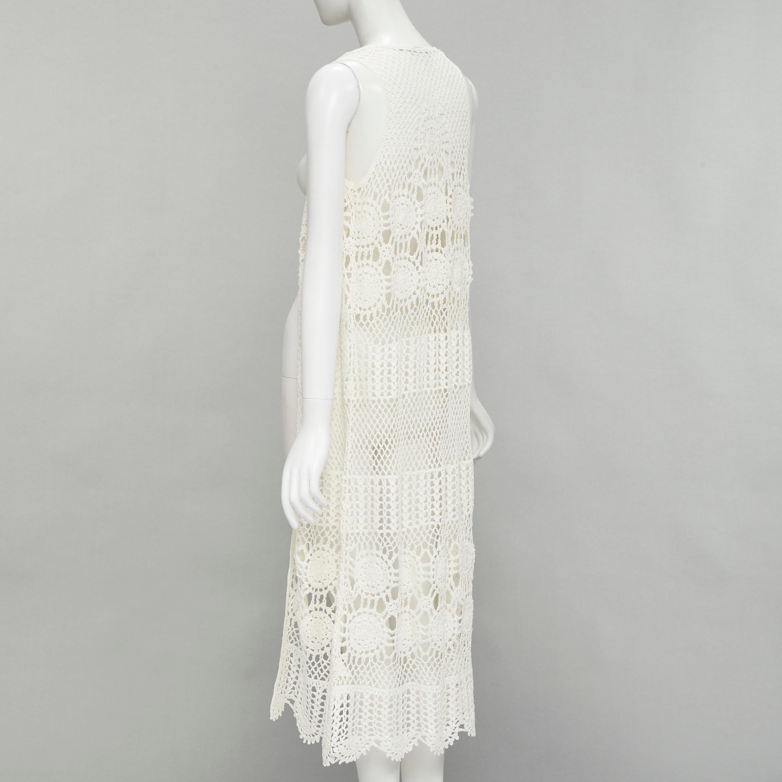ALICE OLIVIA beige linen viscose open crochet knit vest XS For Sale 1
