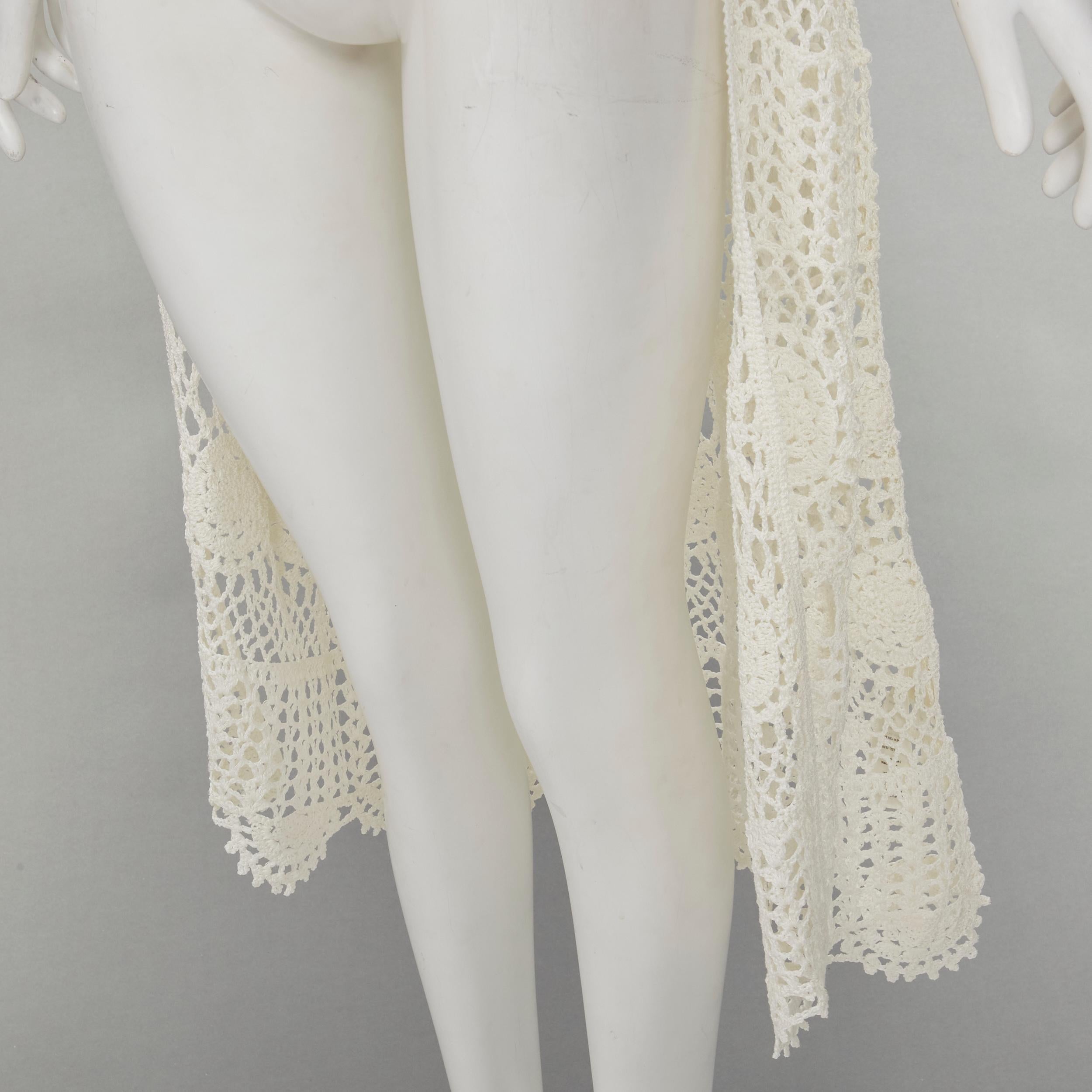 ALICE OLIVIA beige linen viscose open crochet knit vest XS For Sale 3