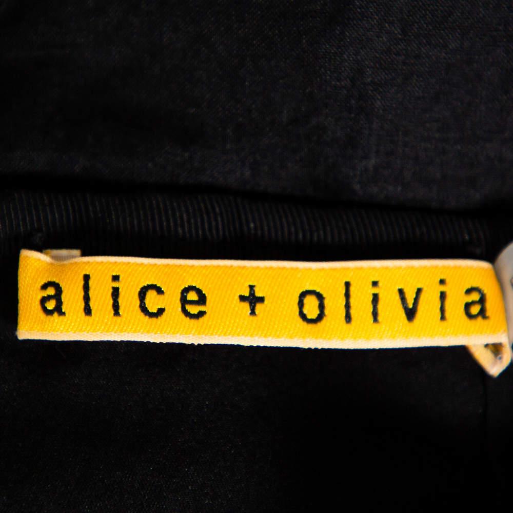 Alice + Olivia Black Embellished Lace & Feather Trim Patricia Peplum Dress S 1