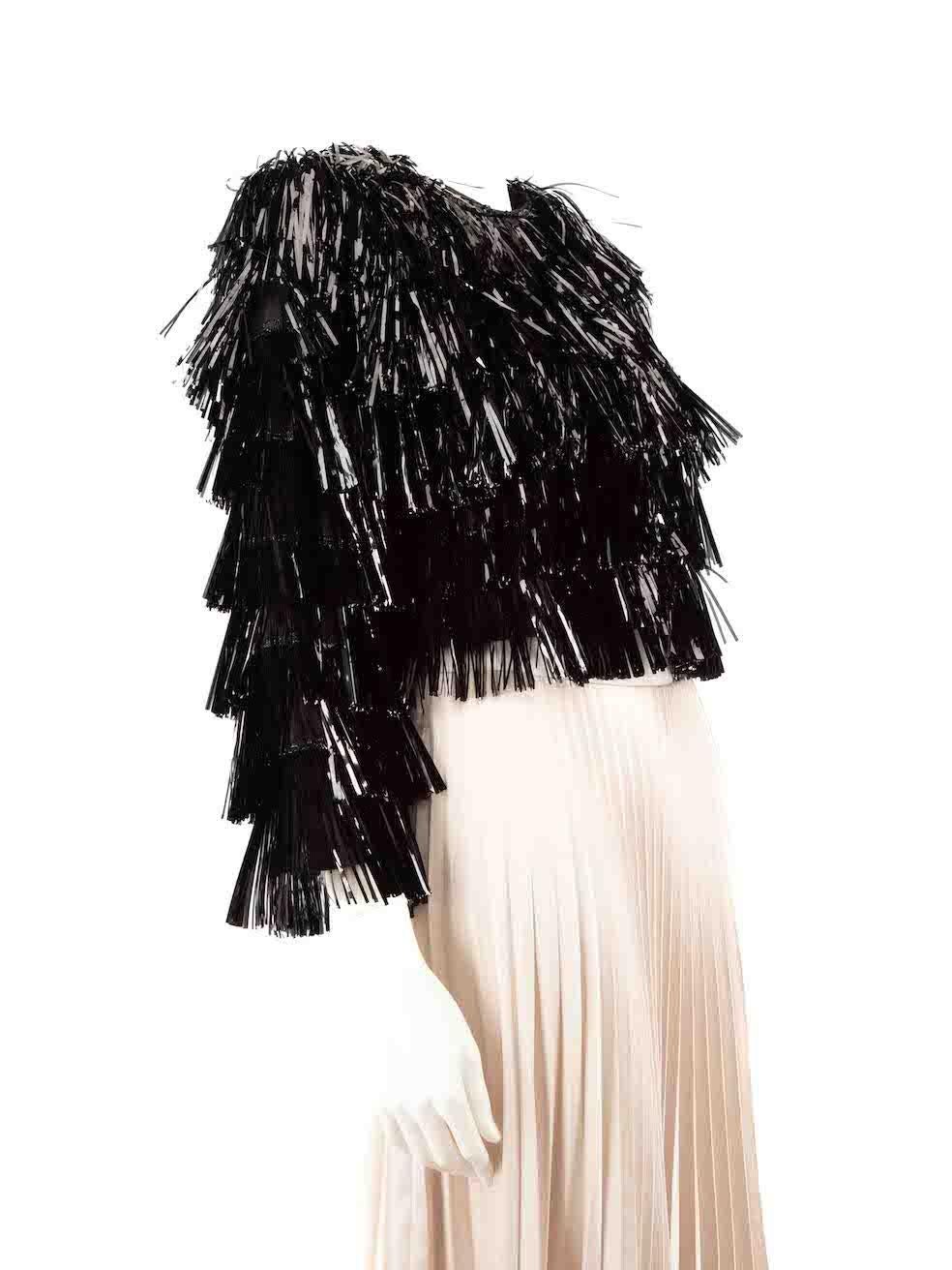 CONDITION is Very good. Hardly any visible wear to the top is evident. However, due to poor storage, there is light discolouration to the brand label on this used Alice + Olivia designer resale item.
 
 
 
 Details
 
 
 Black
 
 Polyester
 
 Jacket
