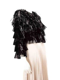 Alice + Olivia Black Fawn Fringe Tinsel Jacket Size XS