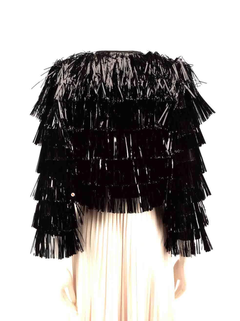 Alice + Olivia Black Fawn Fringe Tinsel Jacket Size XS In Excellent Condition In London, GB