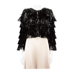 Alice + Olivia Black Fawn Fringe Tinsel Jacket Size XS