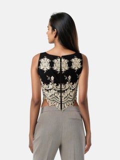 Alice + Olivia Black & Gold Floral Sleeveless Top Size M