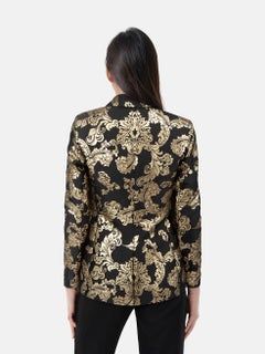 Alice + Olivia Black & Gold Macey Jacquard Blazer Size XXS