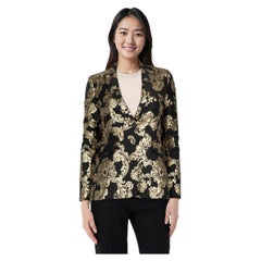 Alice + Olivia Black & Gold Macey Jacquard Blazer Size XXS