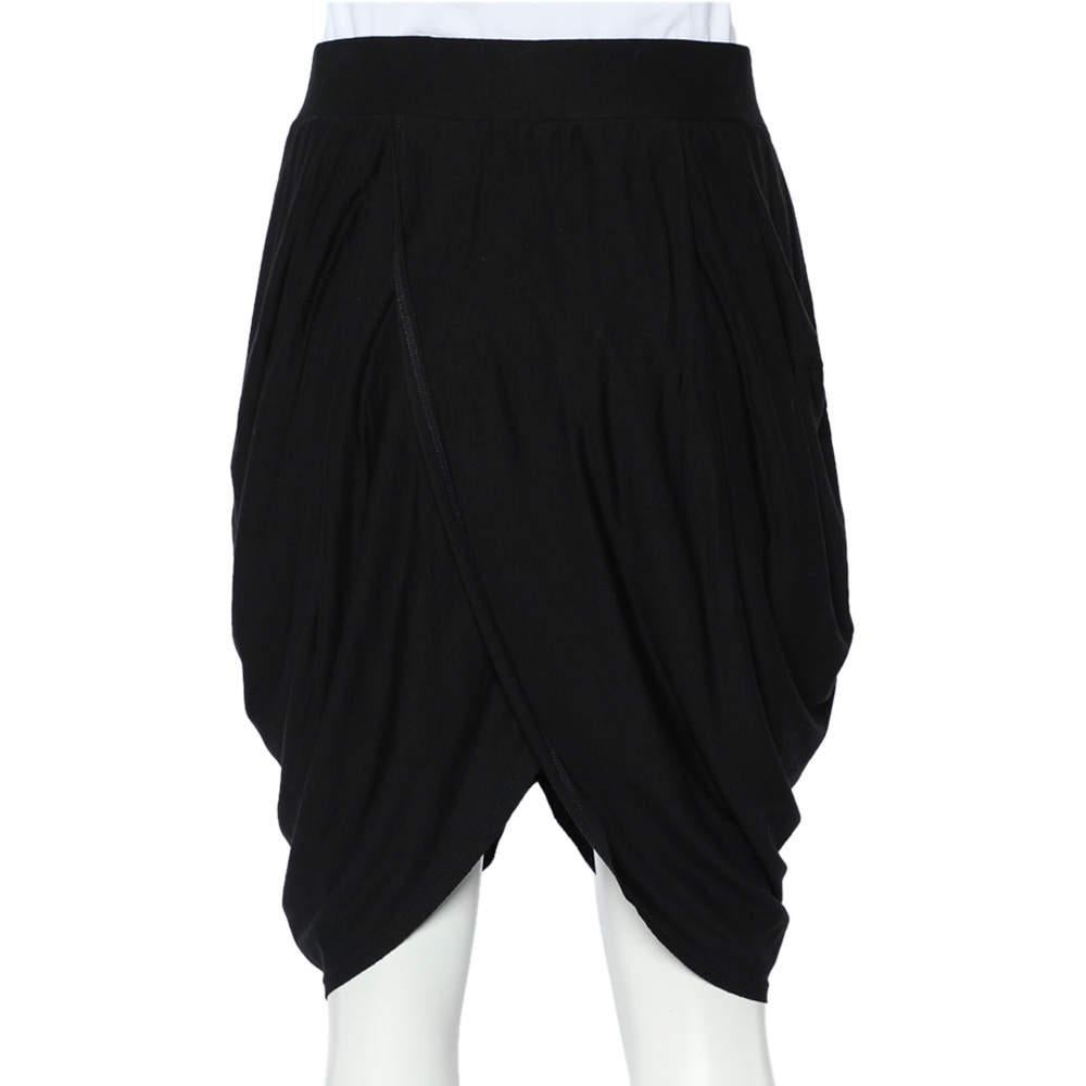 Alice + Olivia Black Jersey Tulip Draped Skirt M In Fair Condition In Dubai, Al Qouz 2
