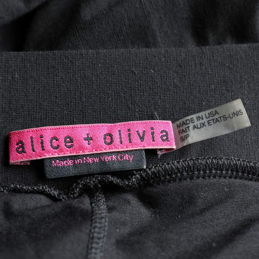Alice + Olivia Black Jersey Tulip Draped Skirt M 1