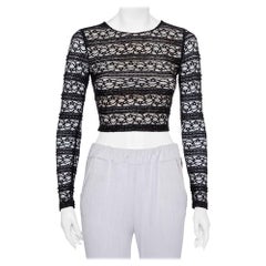 Alice + Olivia Black Lace Long Sleeve Rilo Crop Top XS