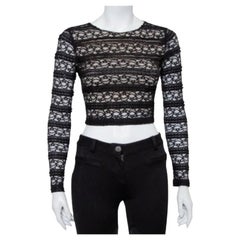Alice + Olivia Black Lace Long Sleeve Rilo Crop Top XS