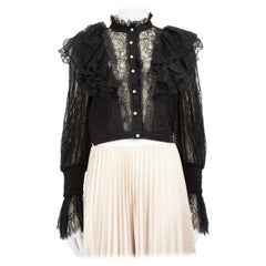 Alice + Olivia Black Lace See Though Sleeve Blouse Size S