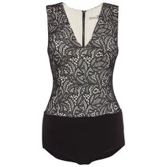 Alice + Olivia Black Lace V-Neck Bodysuit XS