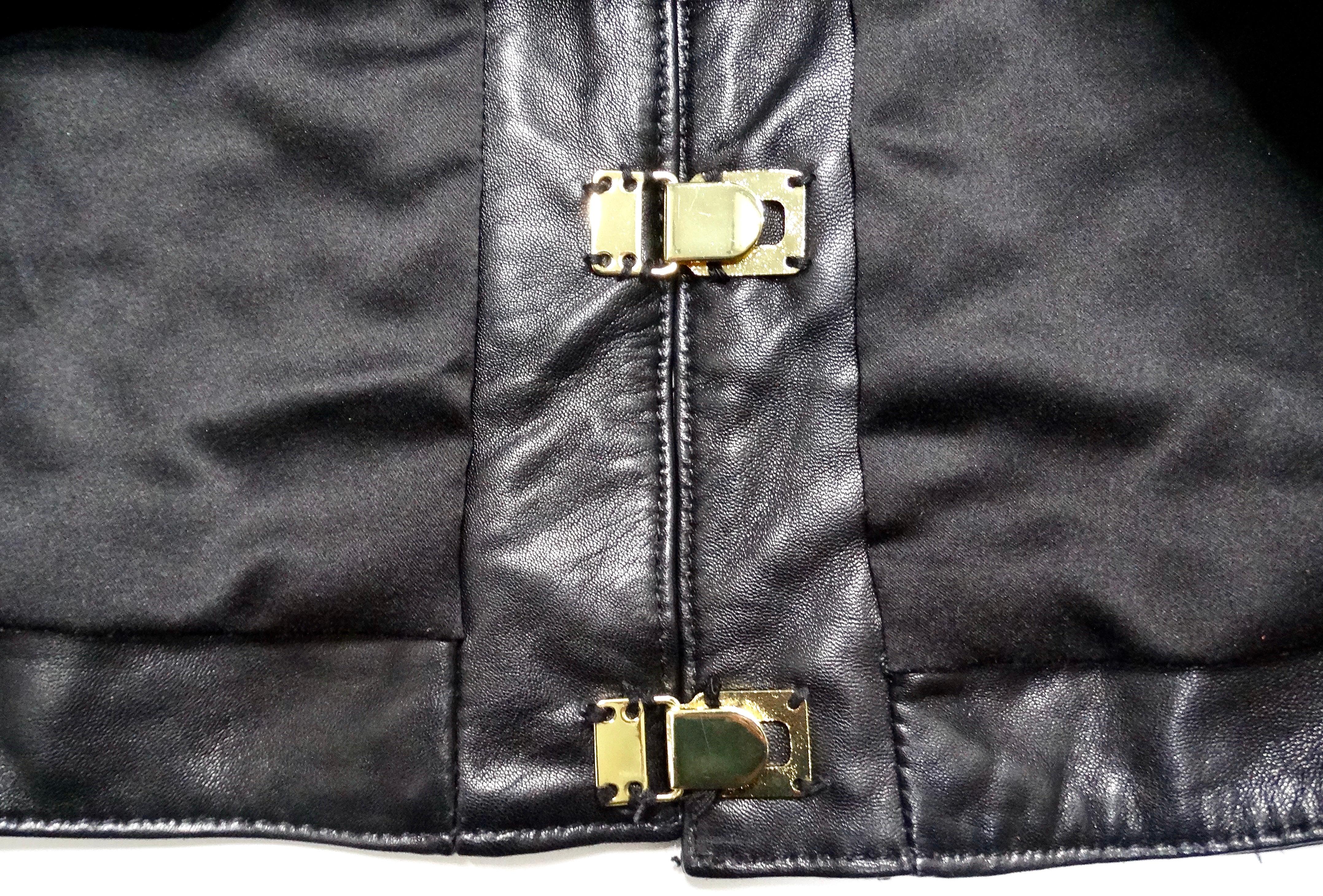 Alice + Olivia Black Lambskin Leather Rockstud & Grommet Embellished Jacket For Sale 2
