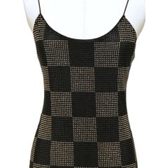 ALICE + OLIVIA Black Mini Dress NELLE Spaghetti Strap Checkerboard Sz 6 $595