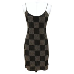 Used ALICE + OLIVIA Black Mini Dress NELLE Spaghetti Strap Checkerboard Sz 6 $595