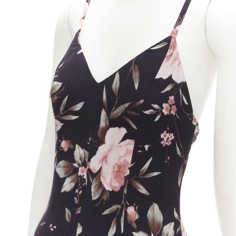 ALICE OLIVIA black pink rose floral print viscose midi slip dress US4 S
Reference: KNLM/A00171
Brand: Alice Olivia
Material: Viscose
Color: Black, Pink
Pattern: Floral
Closure: Zip
Lining:  Polyester
Made in: China

CONDITION:
Condition: Excellent,