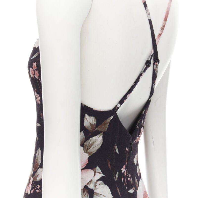ALICE OLIVIA black pink rose floral print viscose midi slip dress US4 S 3