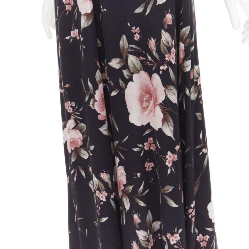 ALICE OLIVIA black pink rose floral print viscose midi slip dress US4 S For Sale 3