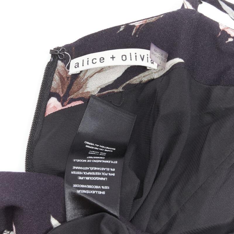 ALICE OLIVIA black pink rose floral print viscose midi slip dress US4 S For Sale 4