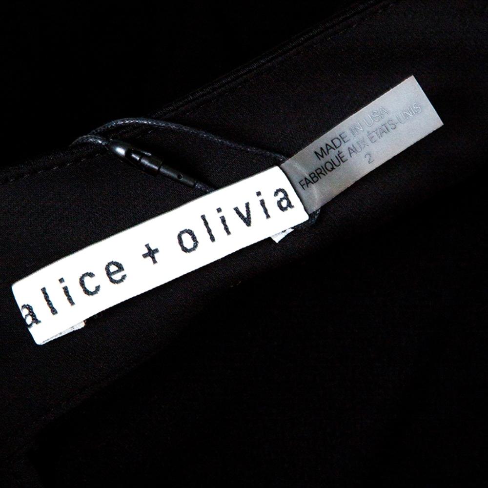 Alice + Olivia Black Pleated Overskirt Detail Wide Leg Winslet Pants S In New Condition In Dubai, Al Qouz 2