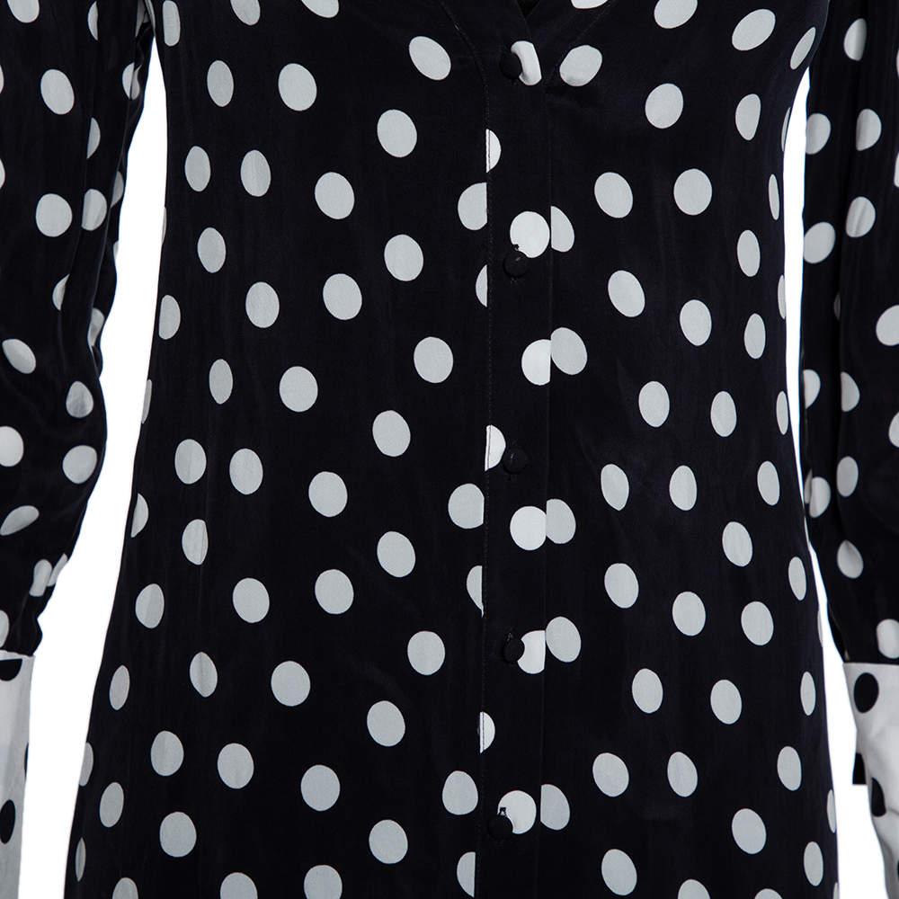 Women's Alice + Olivia Black Polka Dot Crepe Shirt Dress S