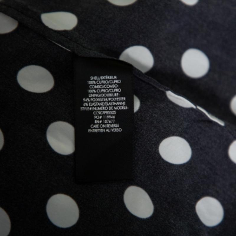 Alice + Olivia Black Polka Dot Crepe Shirt Dress S For Sale 3
