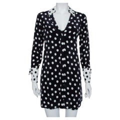Alice + Olivia Black Polka Dot Crepe Shirt Dress S