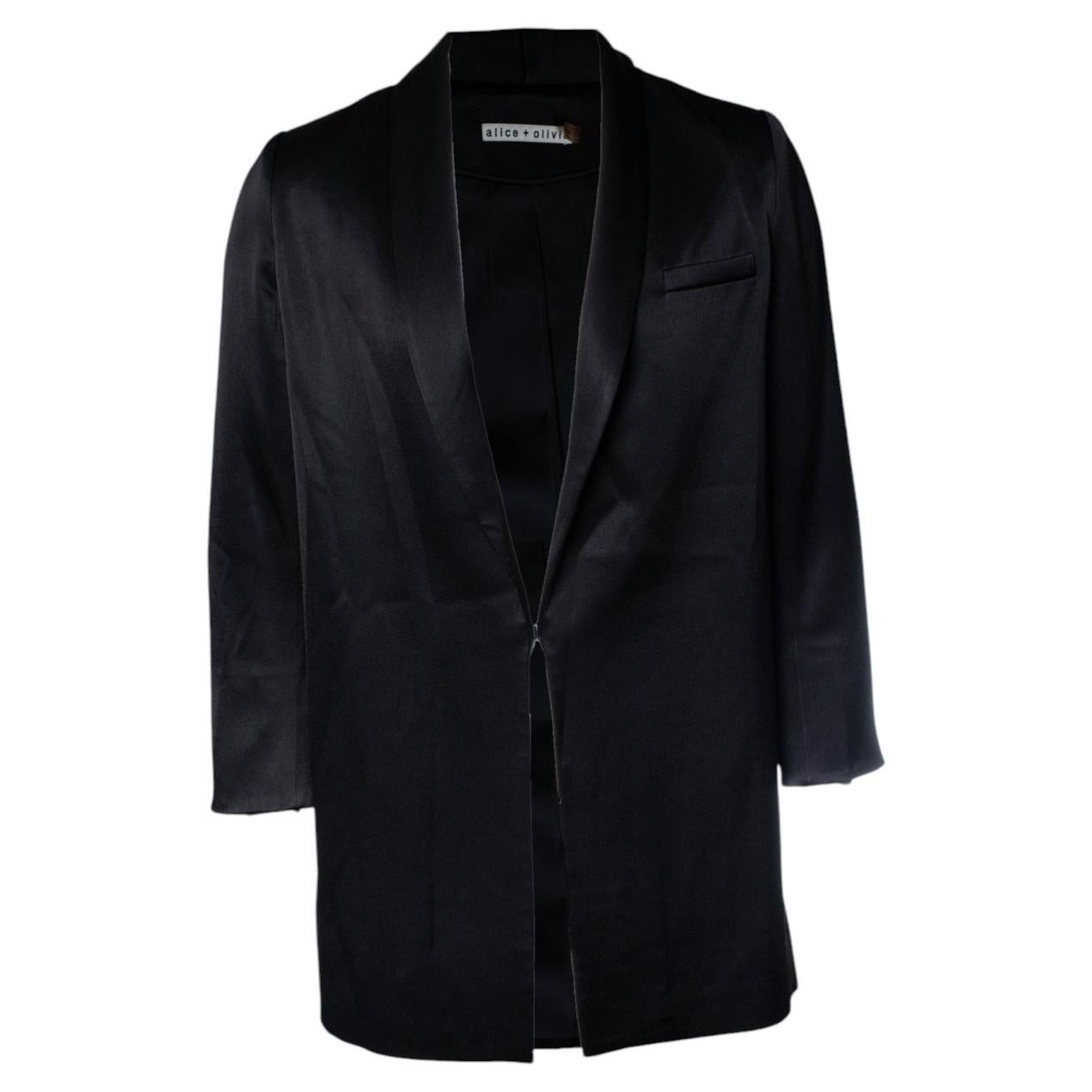 Alice & Olivia, black shiny blazer