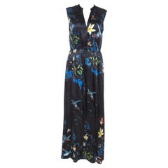 Alice + Olivia Black Silk Marianna Enchanted Forest Maxi Dress M